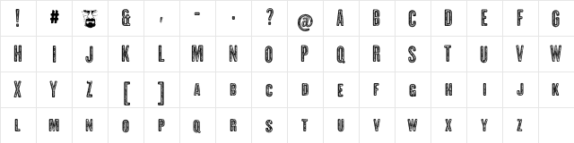 CLANDESTINA Small Caps Eroded FFP  glyph index