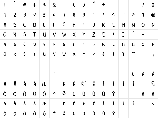 HELLO CROCODILO Regular  glyph index