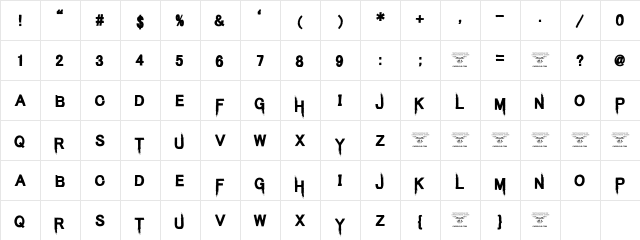 Kings Butcher Regular  glyph index