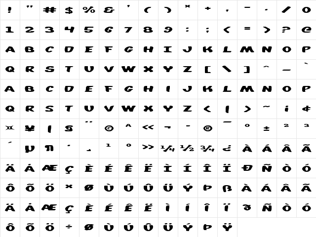 DiegoCon Regular  glyph index