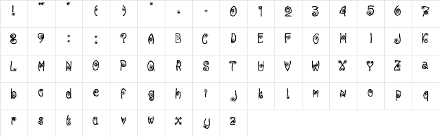 PARTY ZONE Regular  glyph index