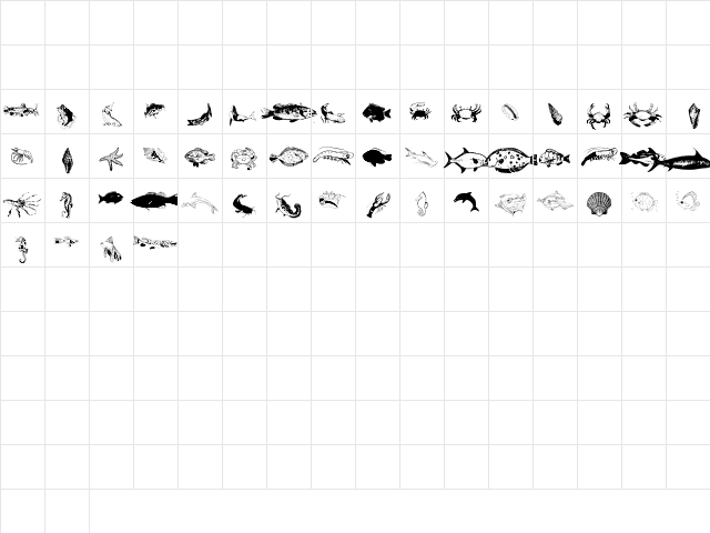 AnimalsAnimalsSea Regular  glyph index