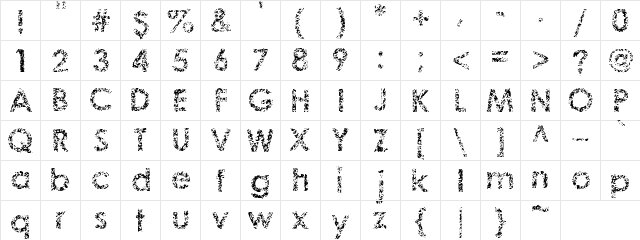 Staccatissmo Regular  glyph index