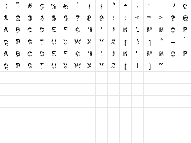 Wet Pet Wet  glyph index