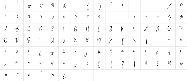 Goldie Blanket Regular  glyph index