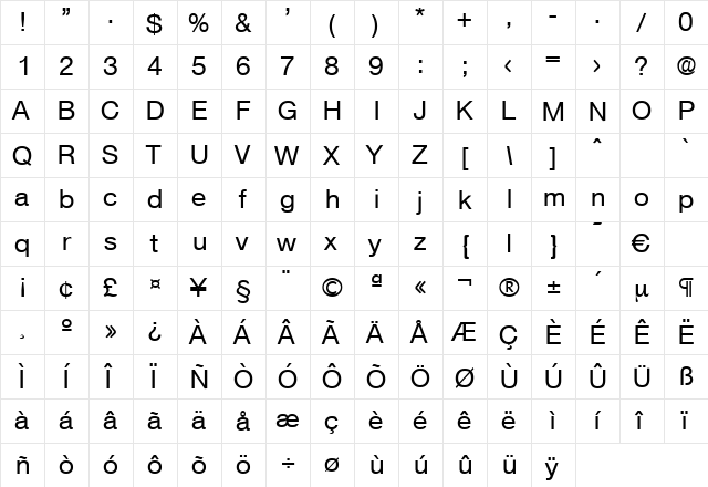 Olnova-Medium Regular  glyph index