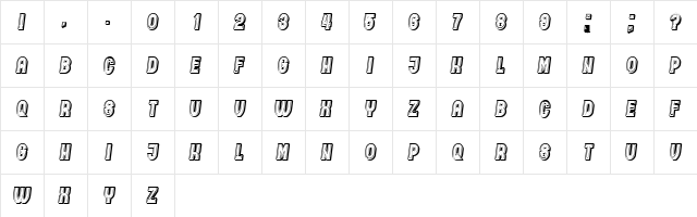 Andrey Italic  glyph index