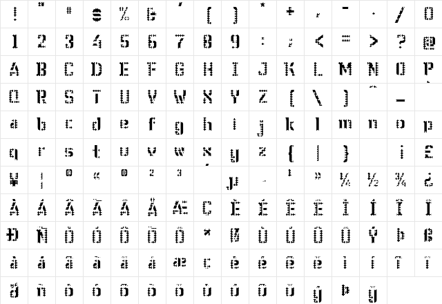 WC Wunderbach Perfo Bta DemiBold  glyph index