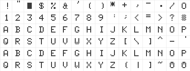 Familiada Regular  glyph index