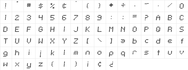 Telegraphic Italic  glyph index