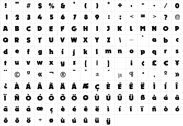 D891-Deco Regular  glyph index