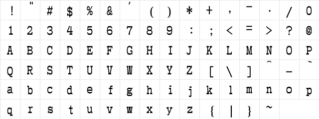 DFYaYiW6U-B5 Regular  glyph index