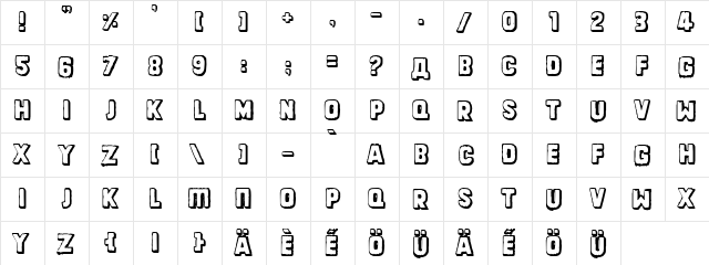 Dinarjev Republika Regular  glyph index