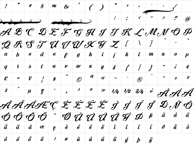 Krinkes Decor PERSONAL USE Regular  glyph index