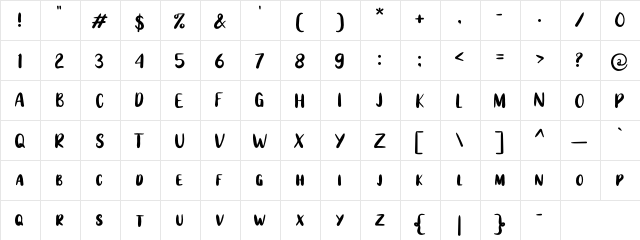 Anjellic Sans Regular  glyph index