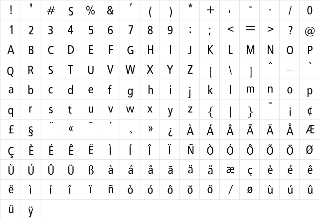 CarlosNoseven Regular  glyph index