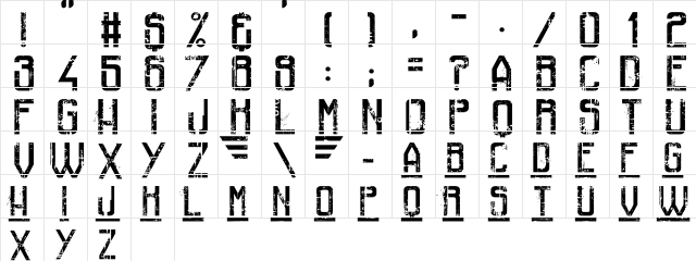 Railway To Hells Regular  glyph index