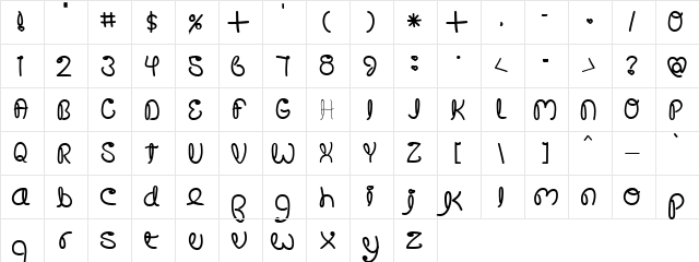 Crushed Out Girl Sharpie  glyph index