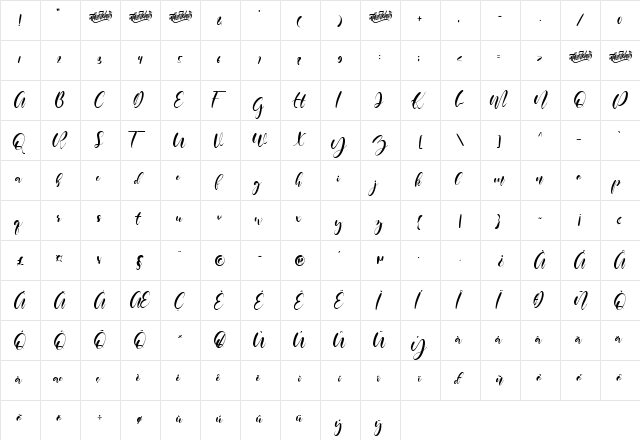 beneficha Regular  glyph index