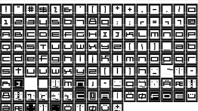 GridExGallery Regular  glyph index