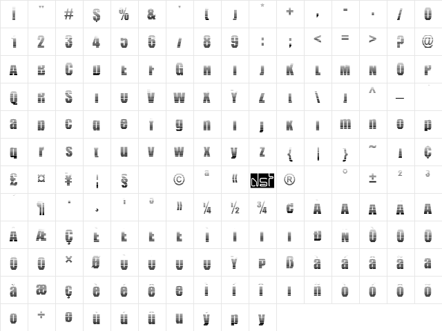 Billboard Stripped Stripped  glyph index