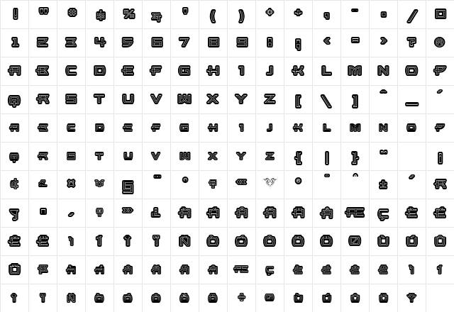 UltraBronzo Inline  glyph index