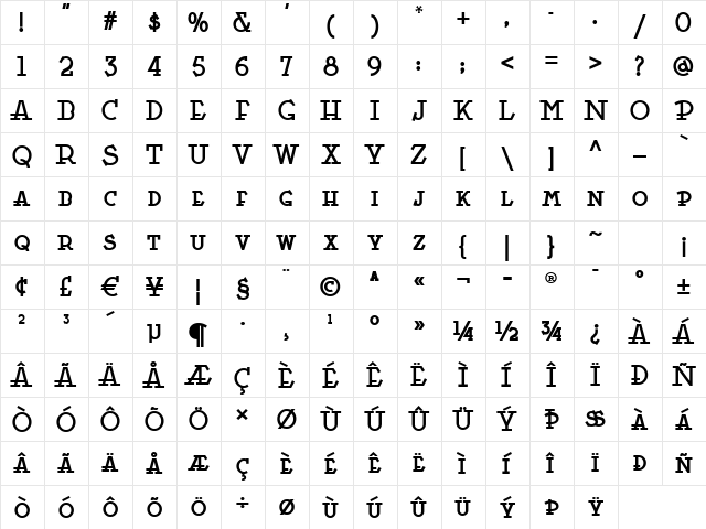 Pomegranate NF Regular  glyph index