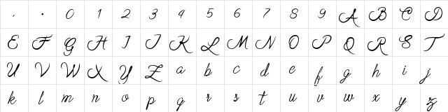 Stela Regular  glyph index