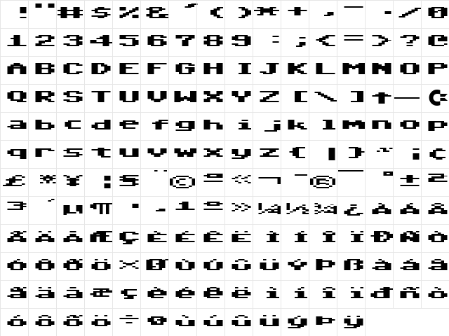 CBM-64 20 Column Normal  glyph index