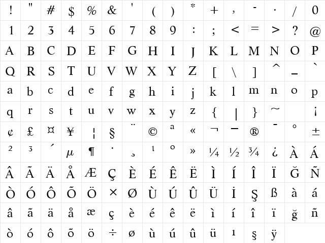 00452 Regular  glyph index