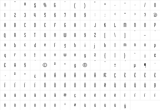 ConquesBookA Regular  glyph index