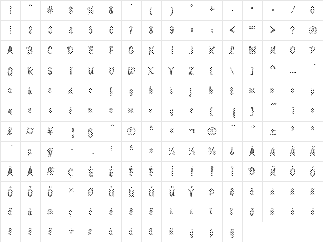 DTC Brody M13 Regular  glyph index