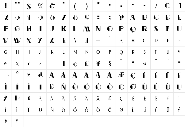Dalith Normal  glyph index