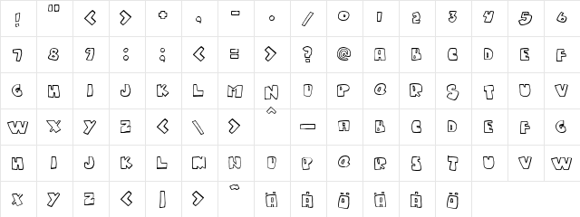 Gumpy one Regular  glyph index