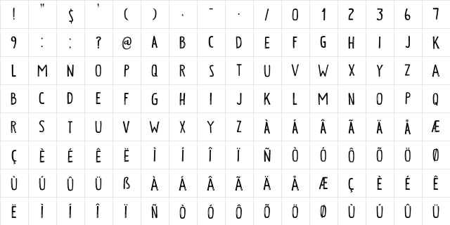 Ogenblik DEMO Regular  glyph index
