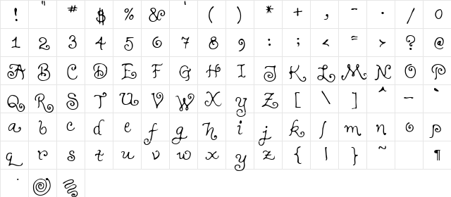 Teenage Girl 1 Regular  glyph index