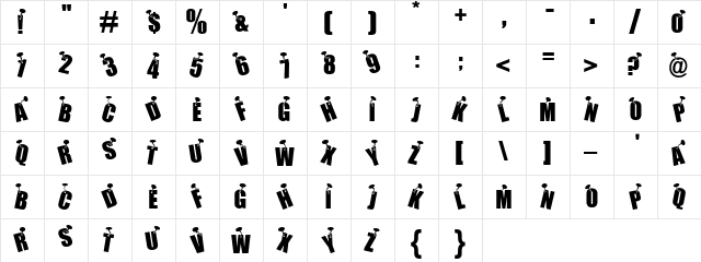 NAILED Regular  glyph index