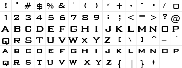 Ikarus Regular  glyph index