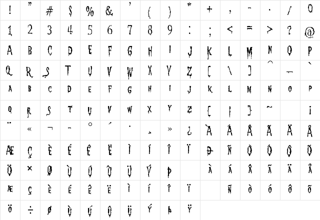 1313 MockingbiRd Lane Regular  glyph index