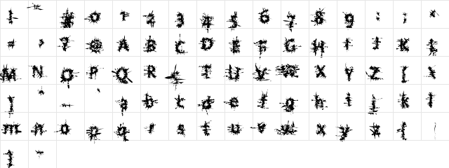 JesusBrother Regular  glyph index