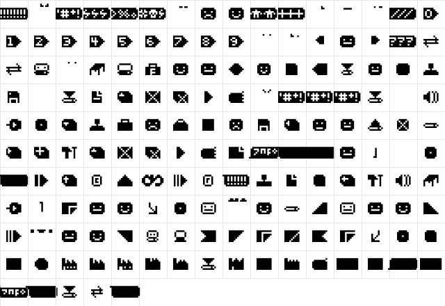 DS SysBatBit Regular  glyph index