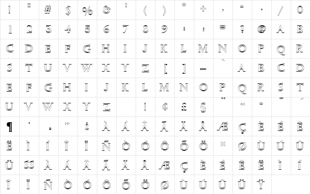 ColumnaSolDOu1 Regular  glyph index