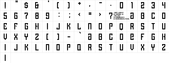 Lancip Regular  glyph index