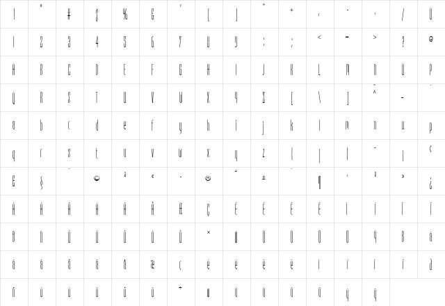 Nouveau Regular  glyph index