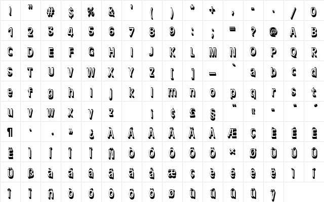 AntiqueOliTRegConSh1 Regular  glyph index
