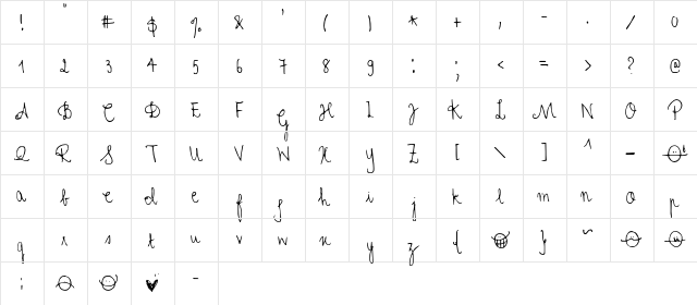 FG Cher Font Regular  glyph index