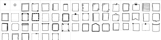 Tanaestel Doodle Frames 01 Regular  glyph index