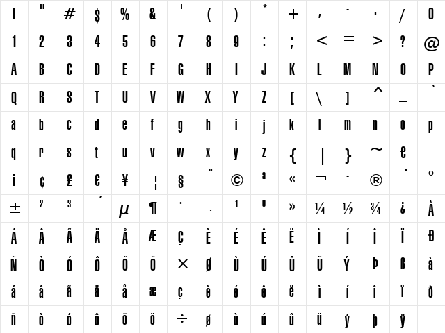 font224 Regular  glyph index