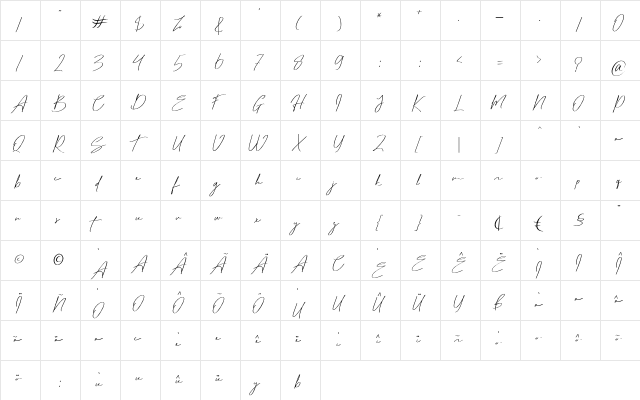 Matt Rostine Regular  glyph index