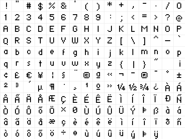 standard 07_56 Regular  glyph index
